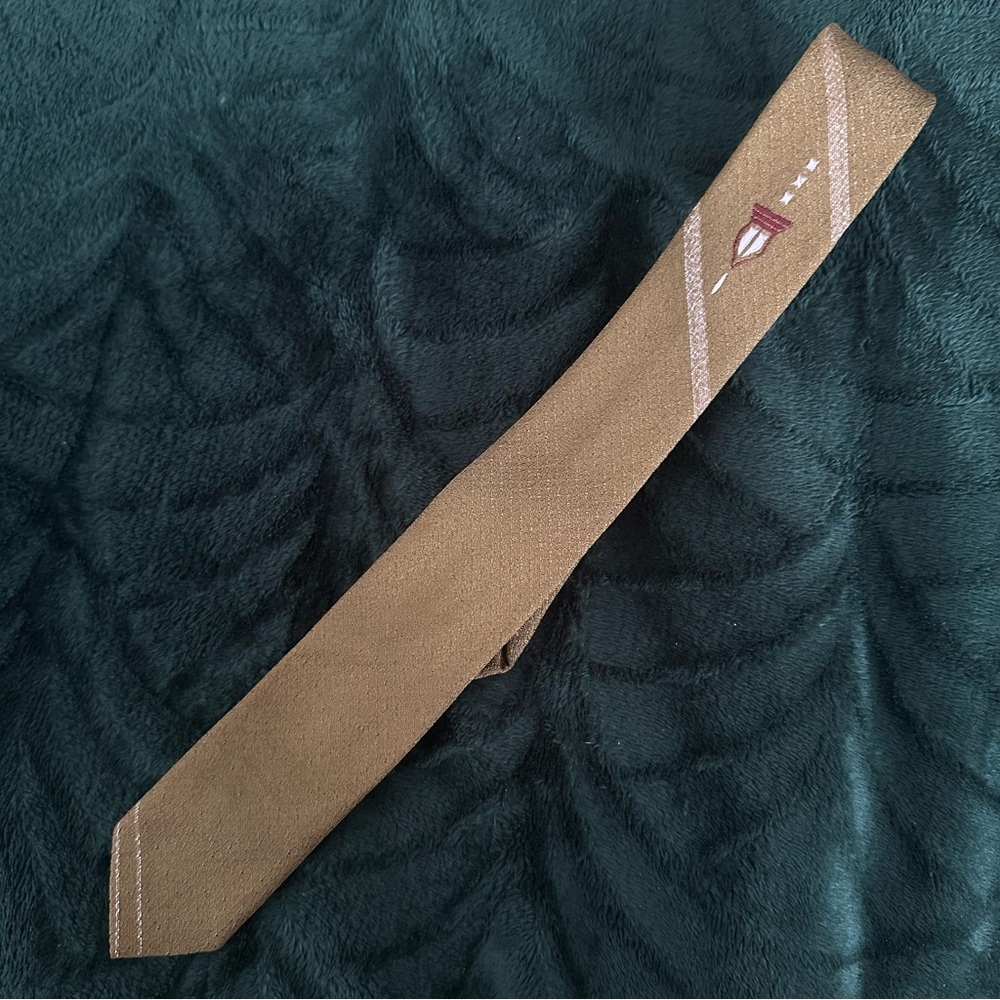 VTG 1960s Olive Green Embroidered Skinny Tie
